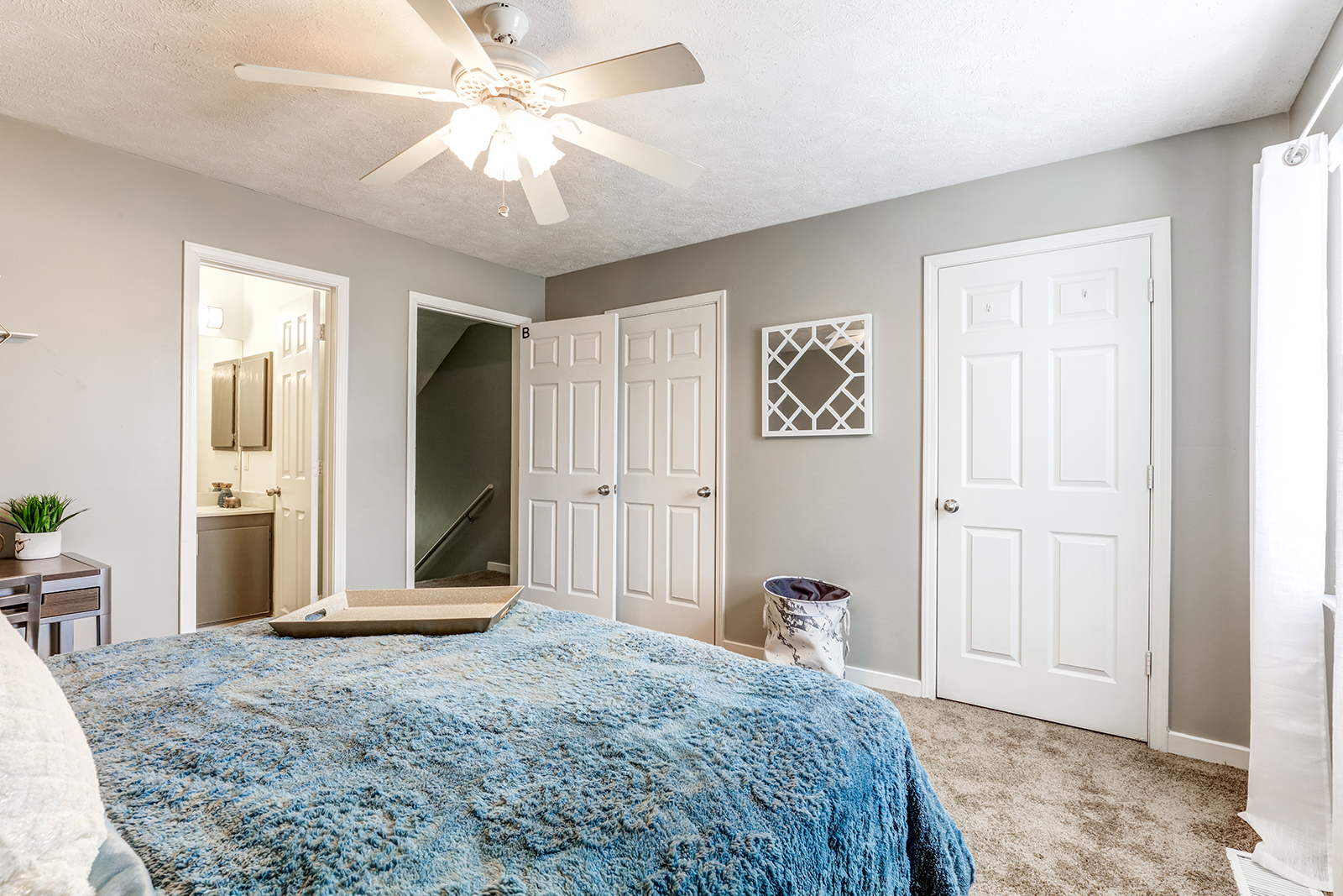 Bedroom at The Social Block and Townhomes Student Apartments Near Mississippi State University
